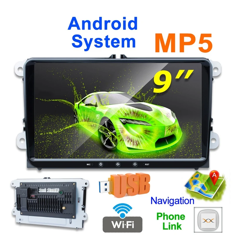 

Gps Radio Navigation Android 8.1 Car Stereo,9 Inch 1080P Press Screen Automatic Radio MP5 Player Built-In WIFI Bluetooth 5.0 DAB