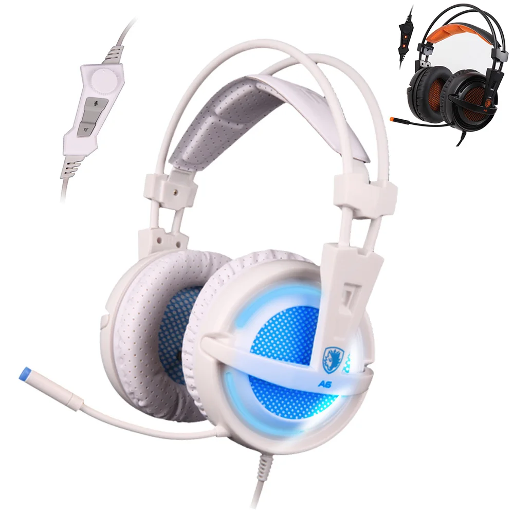 

Gaming Headset Virtual 7.1 Stereo Surround USB Headphones With Ear Muffle LED SADES A6 Wired Headphone