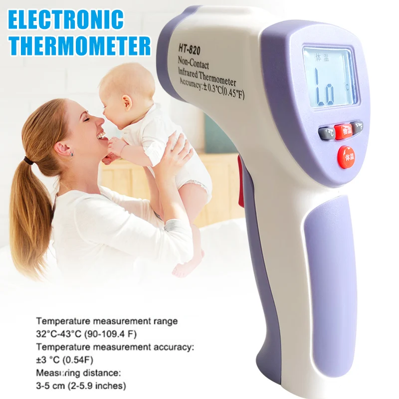

Temperature Meter Handheld Infrared Thermometer Non-contact Forehead Body Measuring LCD Display New DC156