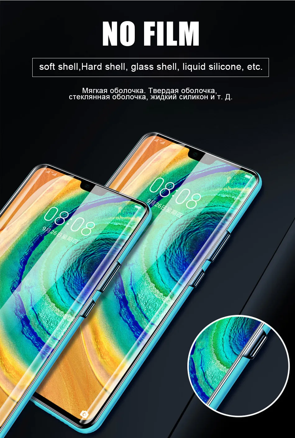 1-3Pcs 100D Full Cover Hydrogel Film For Huawei P30 Lite P20 P10 Pro Protector Film For Huawei Mate 30 Pro 20 10 Lite No Glass