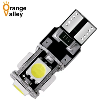 

100pcs Wholesale T10 5 LED NO Warning Error Canbus W5W 194 5050 SMD Free Auto Wedge Car 5Led Light Clearance Bulb 5SMD DC 12V