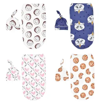 

2Pcs Baby Swaddle Wrap with Matching Hat Infant Newborn Wrap Sleeping Bag 0-6M GXMB