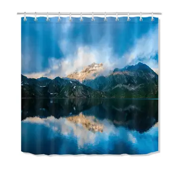 

Mountain Lake Landscape Bathroom Decor Waterproof Fabric Shower Curtain