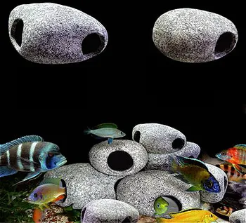 

1pc Decorative Marbles Aquarium Cichlid Stone Ceramic Rock Cave Aquarium Fish Tank Pond Shrimp Breeding Ornament Decor