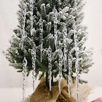 

Hanging Simulation Icicles 24pcs Glass Icicle Ornaments Decoration 13*1cm