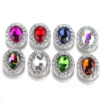 

10pcs/lot New 18mm Snap Jewelry 8 Color Mixed Rhinestone Flower Snap Buttons Jewelry Fit Snap Button Necklace Charms Jewelry