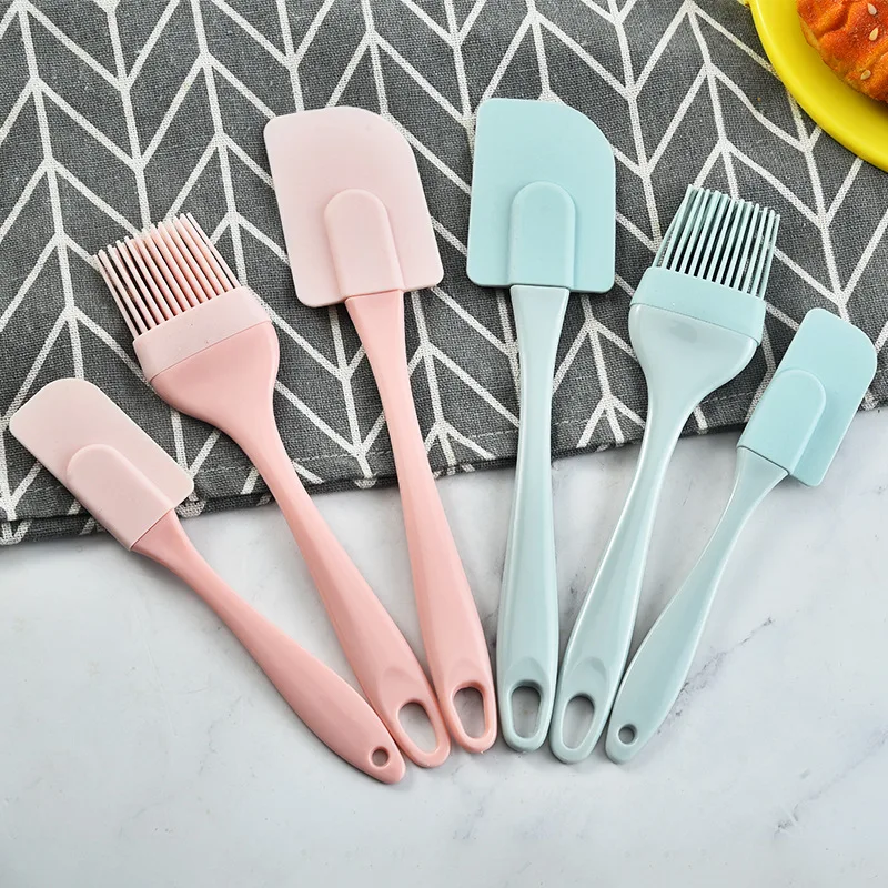Wooden Handle Mini Spatula Silicone Scooping Kitchen Utensils Cooking 3pcs Set 