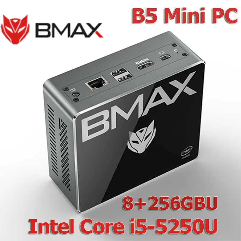 BMAX B5 Mini PC Intel Core i5-5250U 8GB DDR3 256GB SSD Dual Core Mini computadora de escritorio PC Intel Gráficos HD 6000 RJ45 WIFI Win10