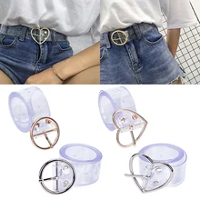 Women Long Transparent Belt Heart Pin Buckle Waist Female Belt Waistband Gift