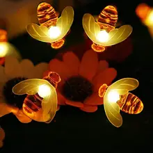 

30/50/100 LED Solar String Lights Warm Light Honey Bee Shape Garden Decor Waterproof Creative Tree Haning Light Fairy Light