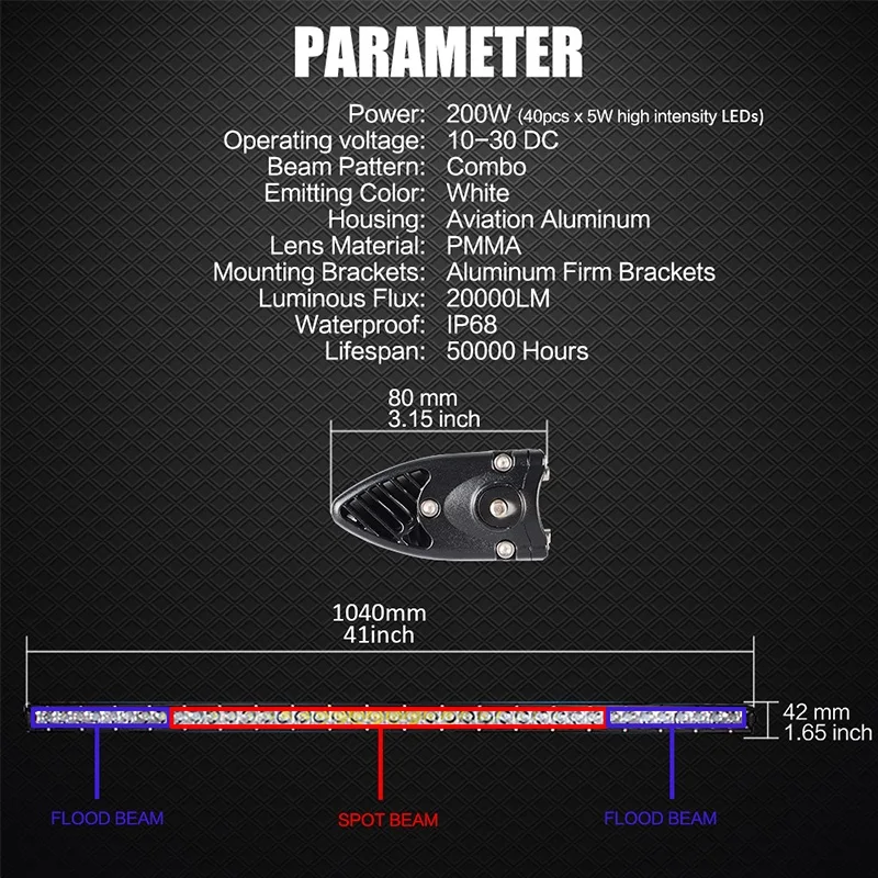 21 inch 31 inch 41 inch 51 inch single row led light bar (4)