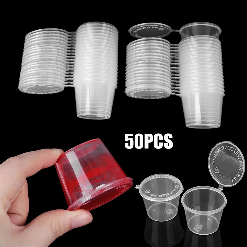 Disposable Sauce Box Container Dips Holder Plastic Takeaway Sauce Cup Salad Dressings Seasoning Food Box with Hinged Lids 50Pcs food storage box seasoning storage container