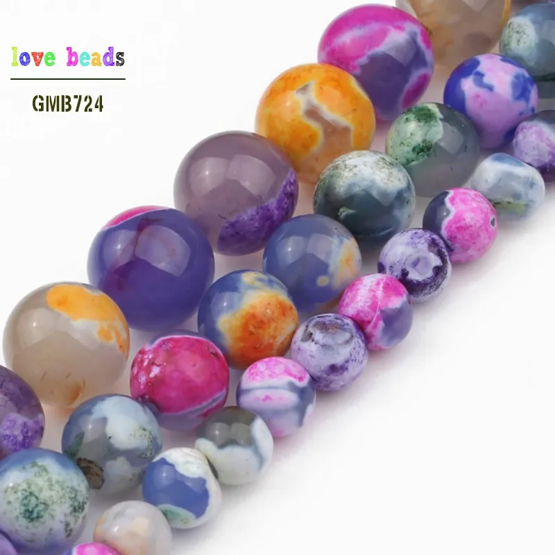 Каменные бусины разноцветные синие огненные Агаты круглые свободные