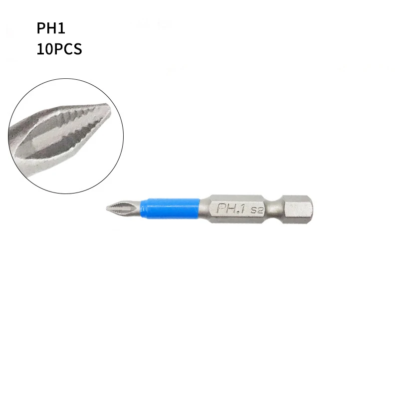 Электрический Противоскользящий электроинструмент, ремонтные рабочие аксессуары, дрель-шуруповерт 50 мм, 25 мм, 10 шт., набор магнитных отверток - Цвет: 10Pcs PH1 50mm