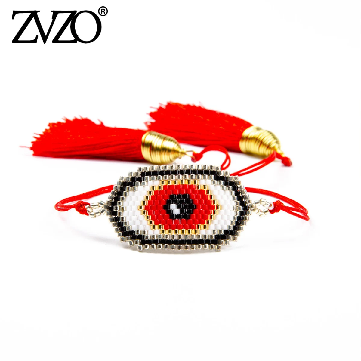 ZVZO браслет evil eye Delica MIYUKI браслеты ювелирные изделия Красный Турецкий Дурной глаз Pulseras Кристалл для женщин кисточкой ручной подарок