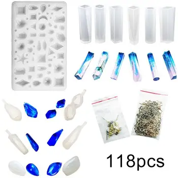 

118Pcs/Set Pretty DIY Pendant Liquid Silicone Mold Resin Jewelry Pendant Mould Handmade Decoration Tools Crystal Mold