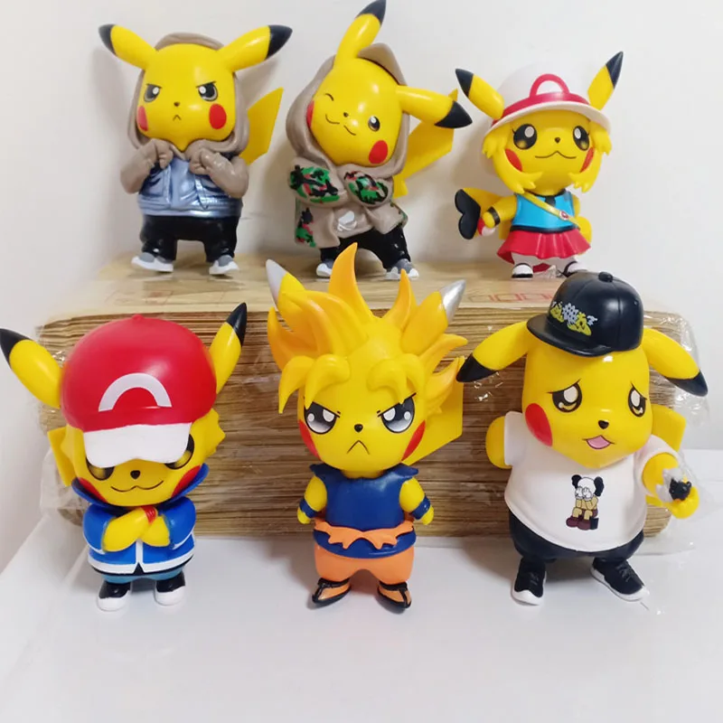 6Pcs/set Pokemon Pikachu Anime Characters High-quality Toy Model Fire Dragon Anime Doll Children's Christmas Birthday Best Gift