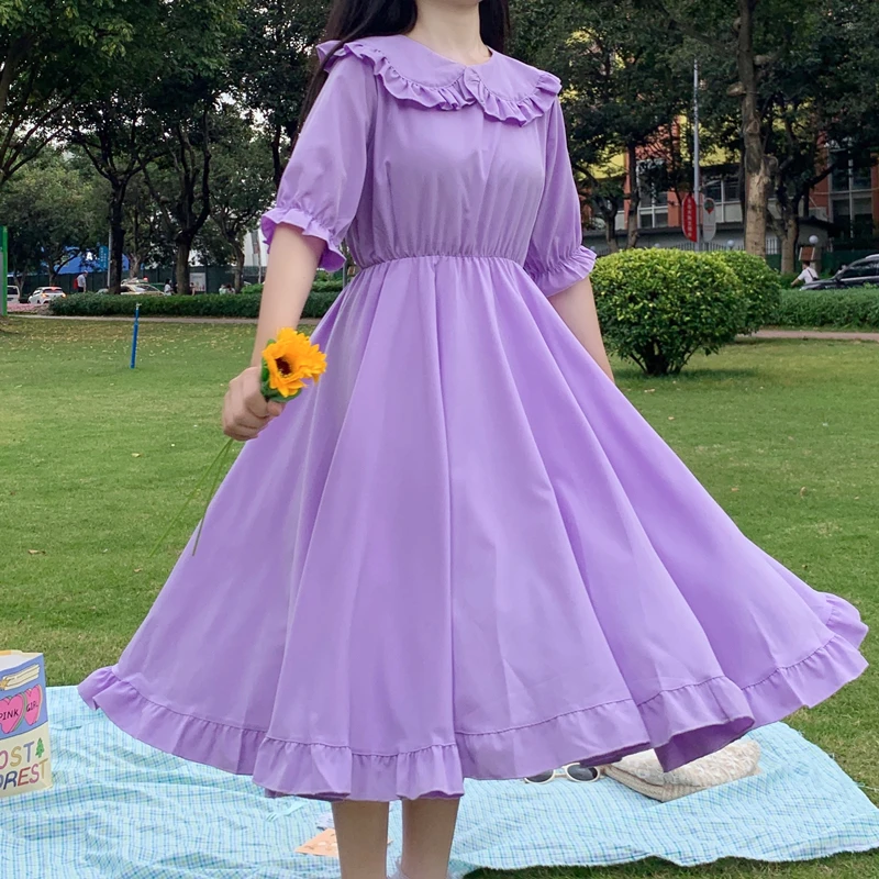 purple and white summer dress