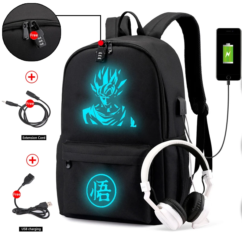 Рюкзак с Драконий жемчуг, ультра инстинкт Гоку Z, Светящийся рюкзак, повседневные школьные сумки для подростков, мальчиков, девочек, подростков, Mochila Bolsa