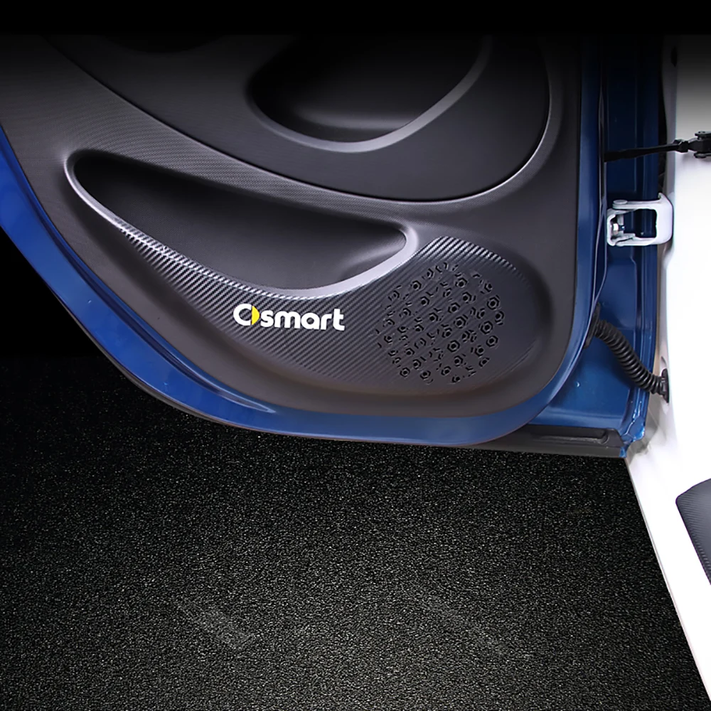 Защитная Наклейка на дверь, текстура из углеродного волокна, украшение для smart 451 453 fortwo forfour, аксессуары для модификации с защитой от царапин