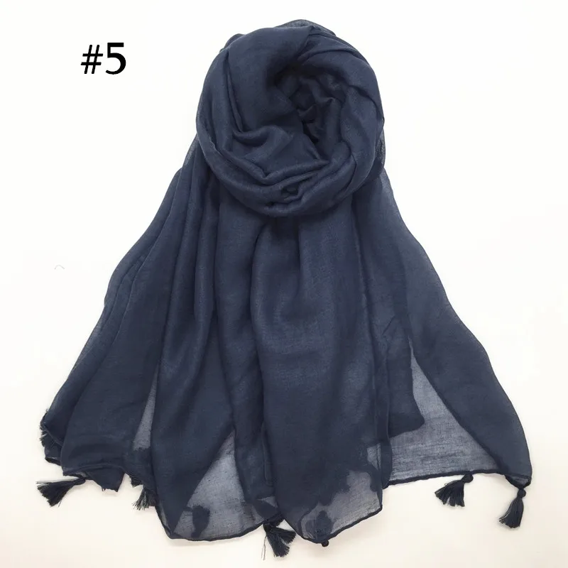 Женский хиджаб с кисточками, шаль, Простой макси шарф, модный кулон, шали, женские мусульманские хиджабы, шарфы, мягкий платок, 1 шт., 31 цвет