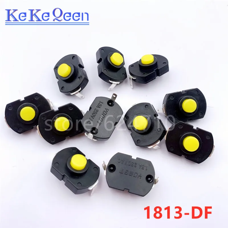 

100 шт./лот переключатель кнопки фонарика 1813-DF ВКЛ-ВЫКЛ 18*13 мм изгиб ноги желтый 2 контакта Центральная кнопка
