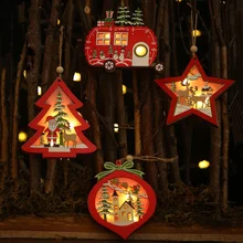 Светодиодный Рождественский кулон, деревянные товары на Рождество, подарок, лось, модный, для старика, осветит, Санта Клаус, кукла, товары для дома, деревянная отделка