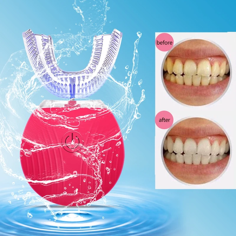 Интеллектуальная автоматическая звуковая электрическая зубная щетка типа U для зуба на 360 градусов, usb-зарядка, отбеливание зубов, голубой свет