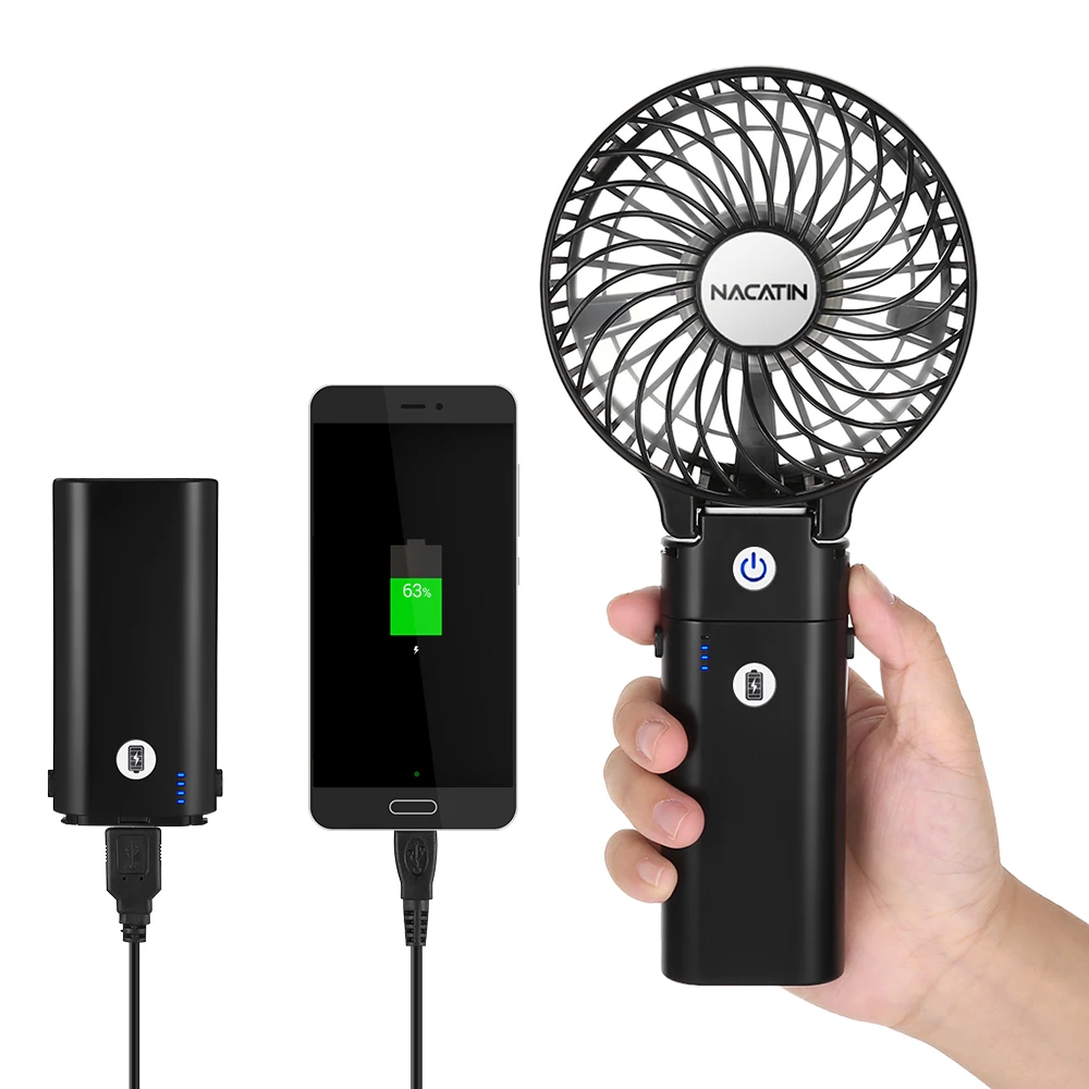 

Portable Mini Hand-Held Rechargeable Fan 2 In 1 Design Adjustable Speed Long Working Perfect For Outdoor / Indoor Activities #4