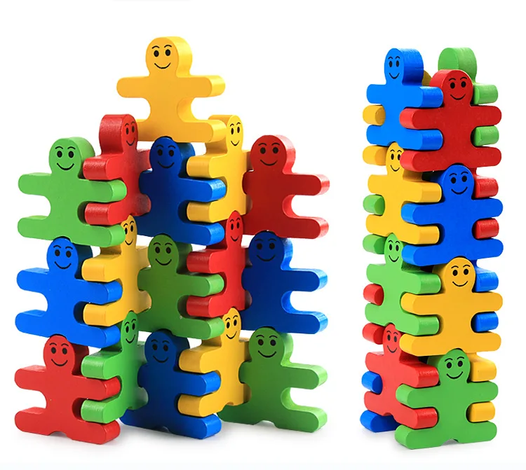 Красочные деревянные строительные блоки игрушки для детей баланс мышление обучение игра деревянный стек детский сад развивающие игрушки