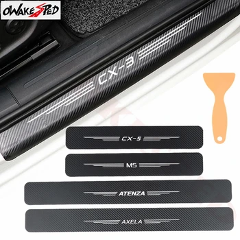 

4PCS Car Sill Carbon Fiber Sticker For Mazda Demio CX-5 CX5 CX-3 Axela Atenza MS MPS Accessories Auto Door Threshold Decor Decal