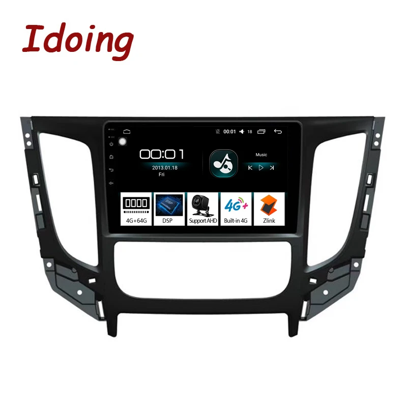 Автомобильный мультимедийный плеер Idoing 9 дюймов Android 2.5D DSP для Mitsubishi Triton 2015-2019