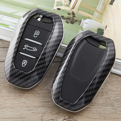 A Black ABS карбоновый чехол для ключа автомобиля чехол для Citroen C4 кактус C5 C3 C6 C8 Picasso Xsara для peugeot 3008 308 RCZ 508 чехол для ключей - Название цвета: A Black