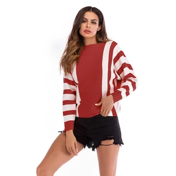 

Autumn Winter Sweater Women Fashion Knitted Casual Pullover Pull Femme Loose Jumper Zebra Striped Pullover Sweater For Girls