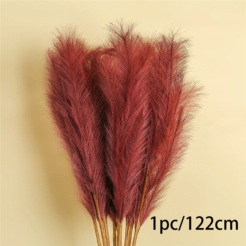 1Pc Artificial Pampas Grass Decor Plume Grass Fake Phragmites Australis Home Decor Vase Wedding Decorations Faux Reeds Plants
