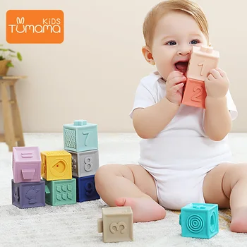 

12pcs/PACK 3D Touch Hand Soft Balls Baby Toys Grasp Ball Building Blocks Massage Rubber Teethers Squeeze Toy Bath Ball Toys Best