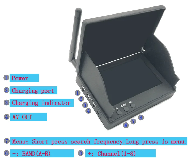 ZENCHANSI FPV   5.8G FPV 1000mw ۽ű, Fatshark RP-SMA ׳, RC ̽ п, 5 ġ 48CH 800x480
