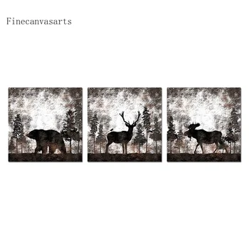 

3 Panels Room Decor Poster Forest Animals Canvas Wall Art Painting Modern Style Living Room Decoration Wall Decor Picture
