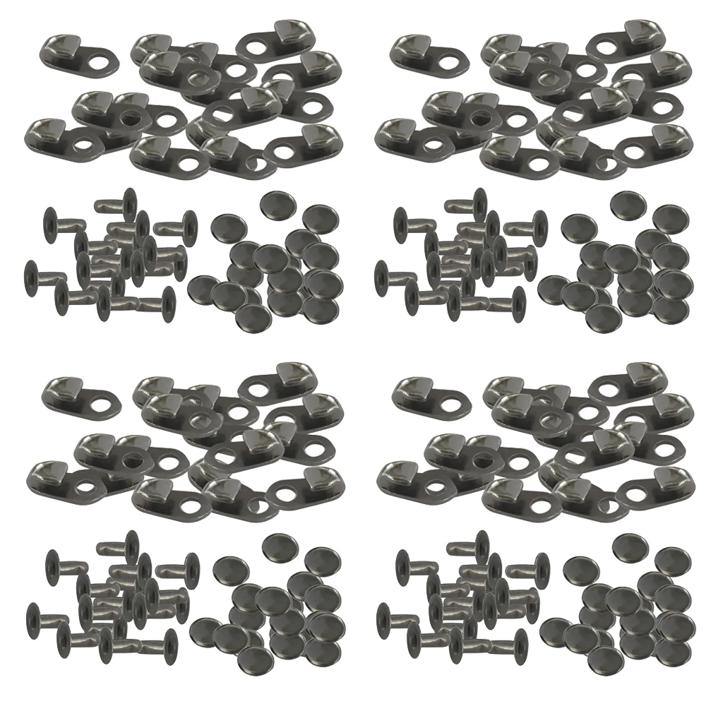 80 Sets Alloy Boot Lace Hooks Lace Fittings with Rivets Shoes Repair Kit Camp Hike Climb Supplies Black