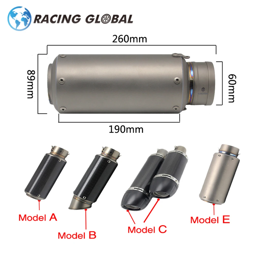 Alconracing Motorcycle Short Exhaust Muffler Tip Pip Silpon Silencer