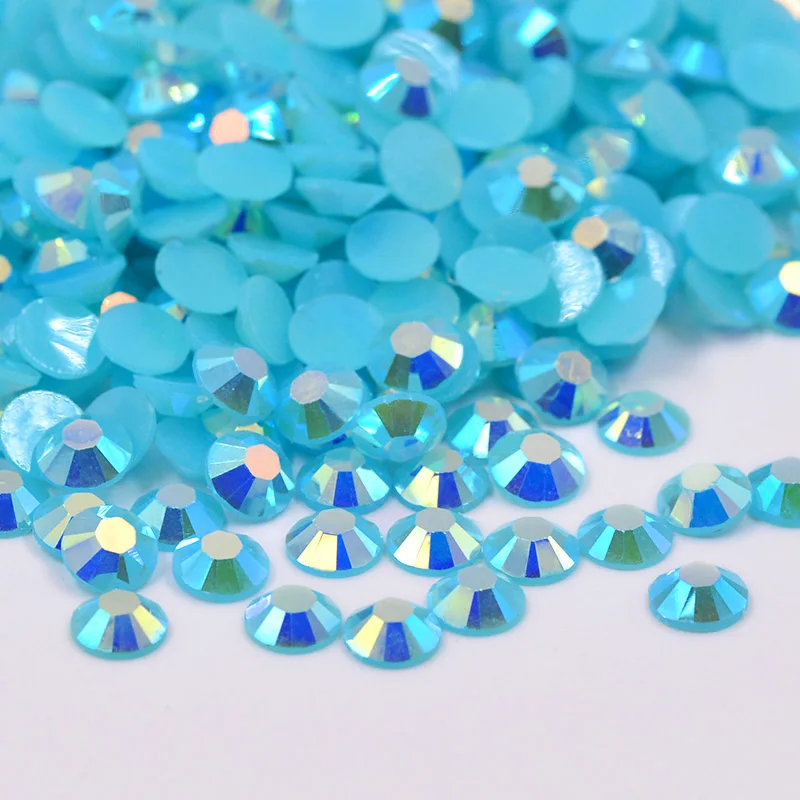 Blue Zircon AB JUNAO 2 3 4 5 6 мм Аквамарин цвет смолы Стразы круглые камешки для дизайна ногтей Flatback Стразы Кристалл для платья ремесла - Цвет: Blue Zircon AB