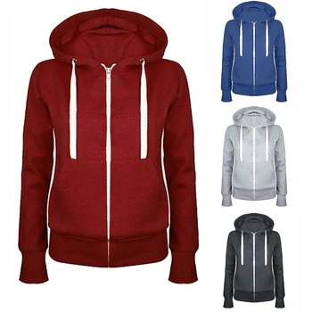 

Plain Hooded Zip Up Hoodie Drawstring Poleron Mujer 2019 Harajuku Xxl Women Long Sleeve Longline Hoodie Pockets Basic Sweatshirt
