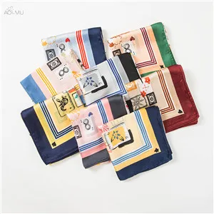 AOMU-2019-Korean-Printing-Lady-Small-Square-Flower-Satin-Chiffon-Scarf-Women-s-Hair-Tie-Band