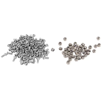 

50Pcs M2 Zinc Plated Nylon Insert Hex Lock Nuts & 100 Pcs 0.4mm Pitch M2 Stainless Steel Hex Socket Button Head Screws