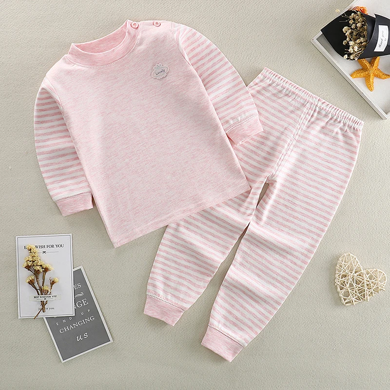 Spring Autumn Baby Boys Girl Pajamas Sets Pure Cotton Sleepwear Pyjamas Long Sleeve Tops+Pants Kids Baby Boy Girls Clothes Set
