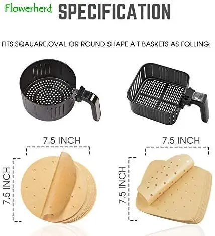 100-Pack 8 Inch Non-Stick Air Fryer Liners, Parchment Paper Sheet, Bamboo  Steamer Liners, Pack - QFC