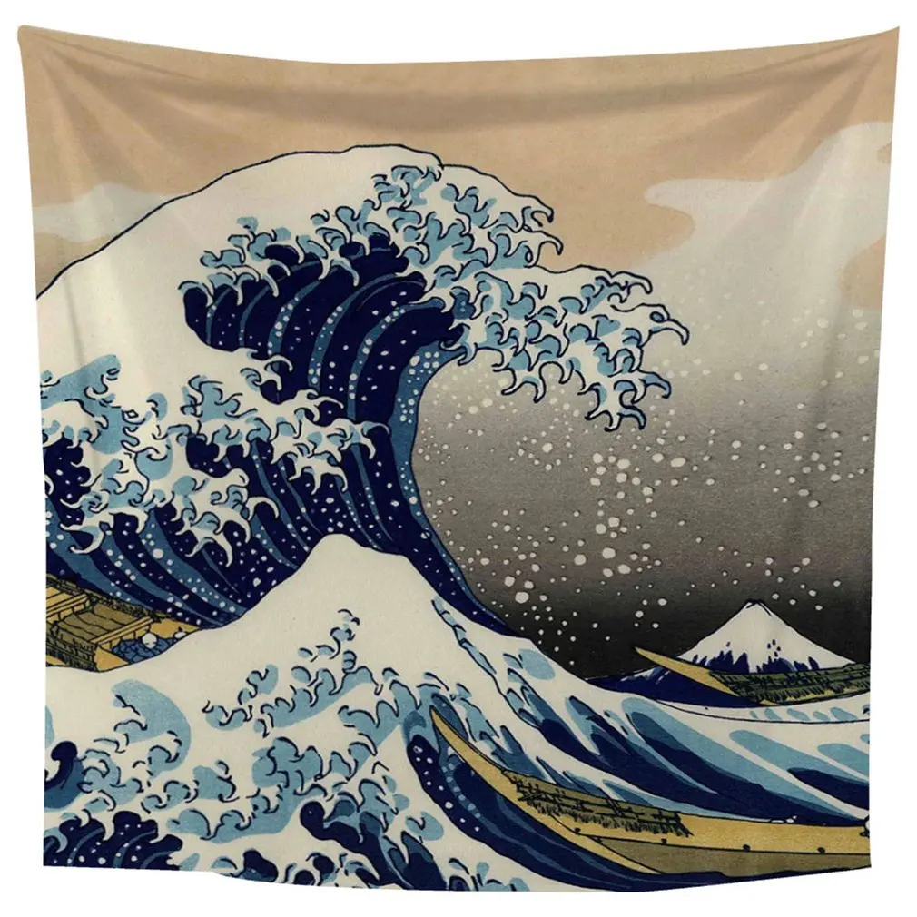 Kanagawa шаблон квадратный 1,8*1,8 м ковер на стену украшения спальни красивый пейзаж