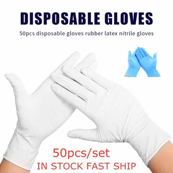

Fast ship Class A Disposable Blue Nitrile Gloves Antistatic 9 Inch Inspection Protective Gloves Clean Cut-Proof Gloves 50Pcs