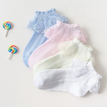 

Baby Girl's Socks Lace Decor For Dance Performance Spring/autumn/summer Lovely Solid Color Breathable Princess Short Socks Kids