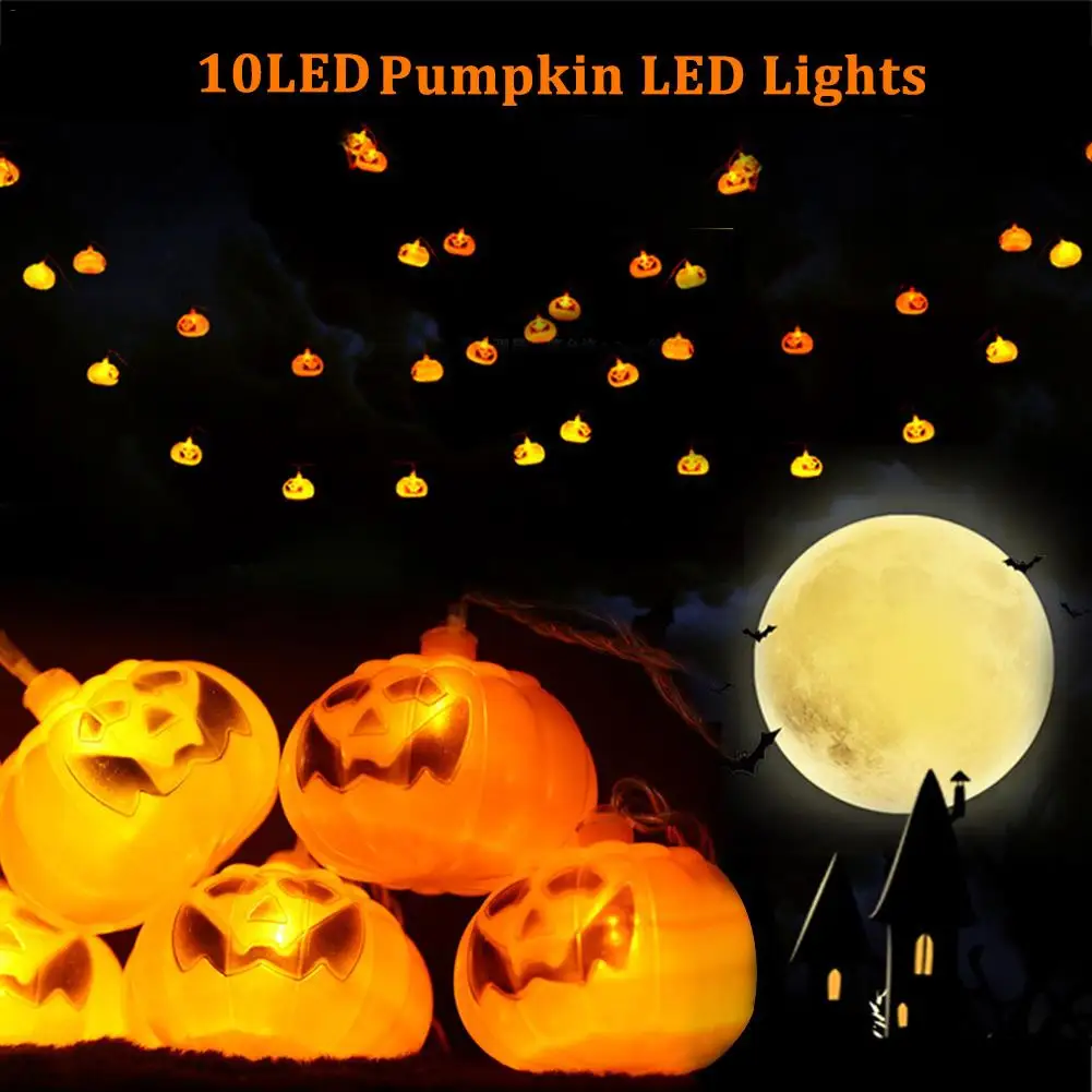 

10 LED Pumpkin String Fairy Lights Lantern Party Home Props Halloween Decoration Battery